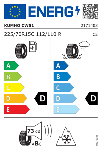 Автомобильные шины Kumho Winter PorTran CW51 225/70R15C 112/110R