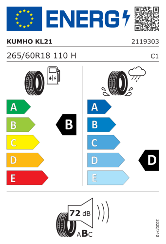 Автомобильные шины Kumho Solus KL21 265/60R18 110H