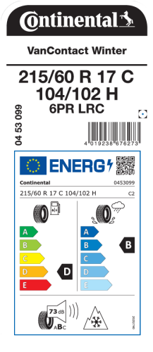 Автомобильные шины Continental VanContact Winter 215/60R17C 104/102H