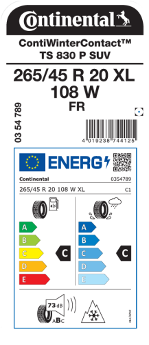 Автомобильные шины Continental ContiWinterContact TS 830 P 265/45R20 108W