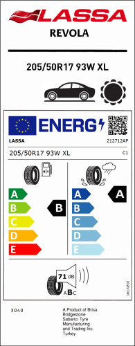 Автомобильные шины Lassa Revola 205/50 R17 93W