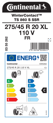Автомобильные шины Continental WinterContact TS 860 S 275/45R20 110V (run-flat)