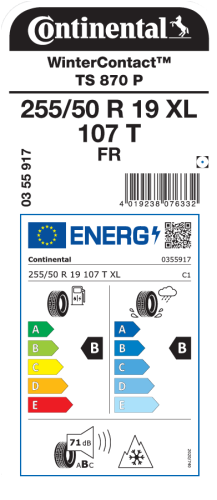Автомобильные шины Continental WinterContact TS 870 P 255/50R19 107T XL