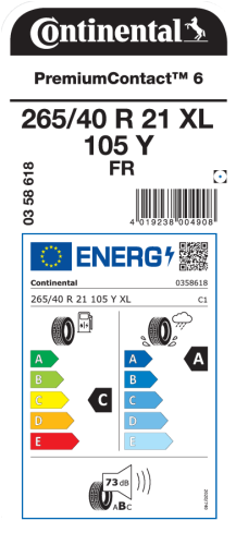 Автомобильные шины Continental PremiumContact 6 265/40R21 105Y