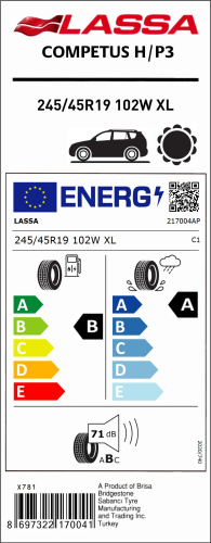 Автомобильные шины Lassa Competus H/P 3 245/45 R19 102W