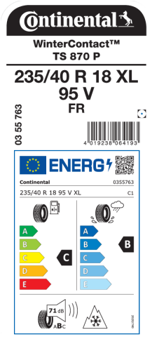 Автомобильные шины Continental WinterContact TS 870 P 235/40R18 95V XL
