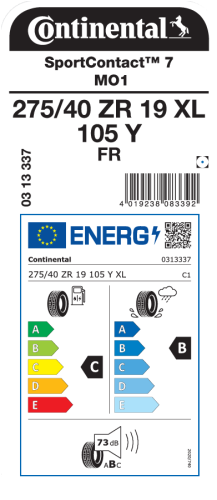 Автомобильные шины Continental SportContact 7 275/40R19 105Y XL