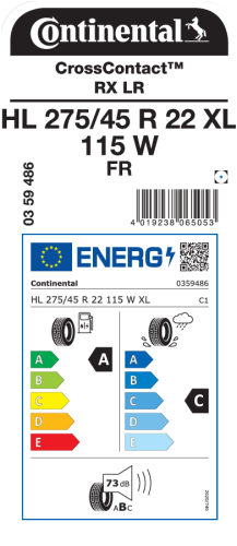Автомобильные шины Continental CrossContact RX 275/45R22 115W