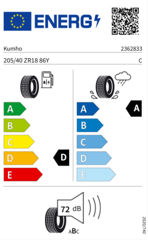 Автомобильные шины Kumho Ecsta Sport PS72 205/40R18 86Y 