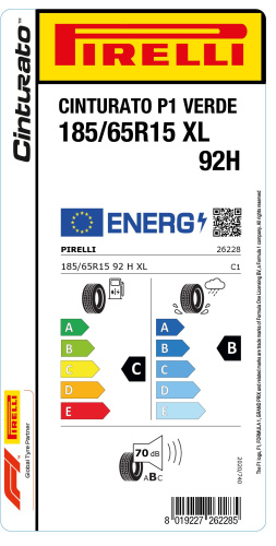 Автомобильные шины
 
Pirelli
 
Cinturato P1
 
185/65 R15 92H