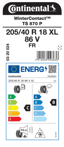 Автомобильные шины Continental WinterContact TS 870 P 205/40R18 86V