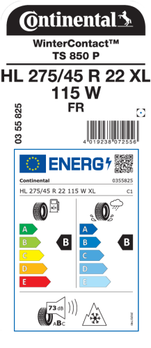Автомобильные шины Continental WinterContact TS 850 P 275/45R22 115W XL
