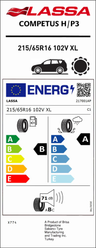 Автомобильные шины Lassa Competus H/P 3 215/65 R16 102V