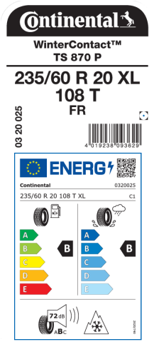Автомобильные шины Continental WinterContact TS 870 P 235/60R20 108T XL