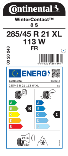Автомобильные шины Continental WinterContact 8S 285/45R21 113W XL