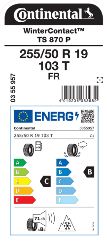 Автомобильные шины Continental WinterContact TS 870 P 255/50R19 103T