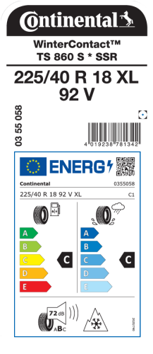 Автомобильные шины Continental WinterContact TS 860 S 225/40R18 92V (run-flat)