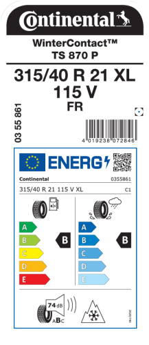Автомобильные шины Continental WinterContact TS 870 P 315/40R21 115V