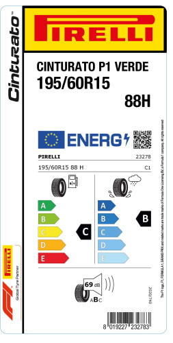 Автомобильные шины
 
Pirelli
 
Cinturato P1
 
195/60 R15 88H