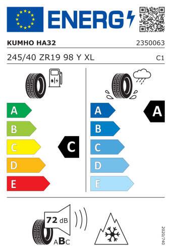 Автомобильные шины Kumho Solus 4S HA32 245/40R19 98Y